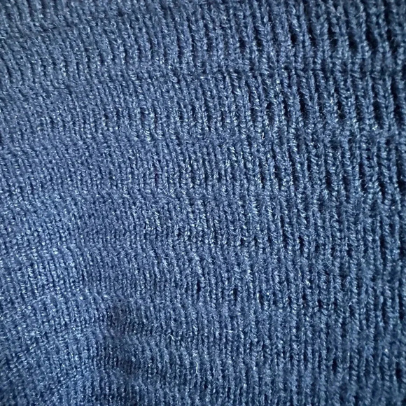 Tally Ho Vintage short cardigan sweater jacket blue w/ brass buttons, size M - Picture 5 of 7